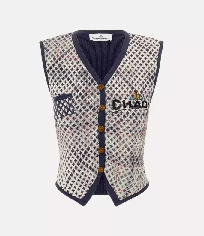 Gilet in tartan effetto consumato